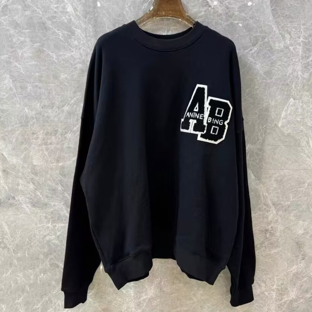 Anine Bing AB Cotton Logo Black Sweater Womans Sizes Small, Medium, Large